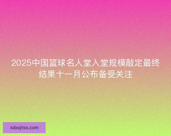 2025中国篮球名人堂入堂规模敲定最终结果十一月公布备受关注 2025中国篮球名人堂入堂规模敲定最终结果十一月公布备受关注
