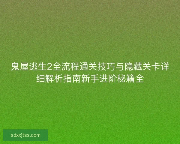 鬼屋逃生2全流程通关技巧与隐藏关卡详细解析指南新手进阶秘籍全 鬼屋逃生2全流程通关技巧与隐藏关卡详细解析指南新手进阶秘籍全