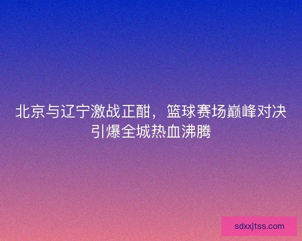 北京与辽宁激战正酣,篮球赛场巅峰对决引爆全城热血沸腾 北京与辽宁激战正酣,篮球赛场巅峰对决引爆全城热血沸腾